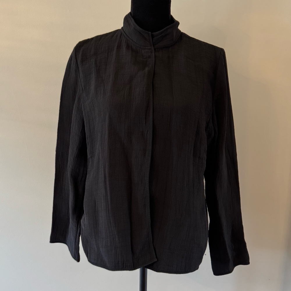 Eileen Fisher Jacket Women’s Large Open Front Black Jacket with Magnetic Closure
